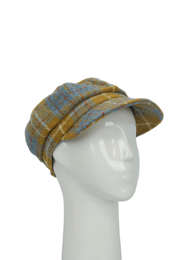 Harris Tweed Baker Boy Hat - Mustard Check (HH)