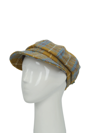 Harris Tweed Baker Boy Hat - Mustard Check (HH)