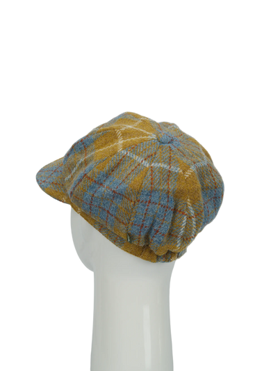Harris Tweed Baker Boy Hat - Mustard Check (HH)