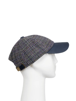 Harris Tweed Baseball Cap - Thistle (Navy Brim) (HH)