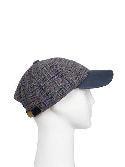 Harris Tweed Baseball Cap - Thistle (Navy Brim) (HH)