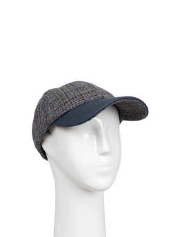 Harris Tweed Baseball Cap - Thistle (Navy Brim) (HH)