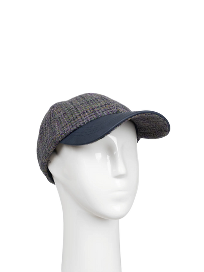 Harris Tweed Baseball Cap - Thistle (Navy Brim) (HH)
