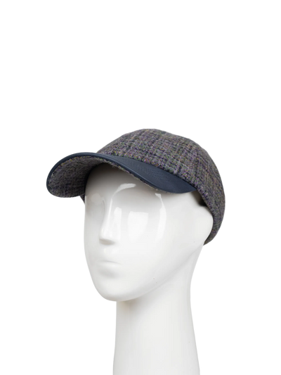 Harris Tweed Baseball Cap - Thistle (Navy Brim) (HH)
