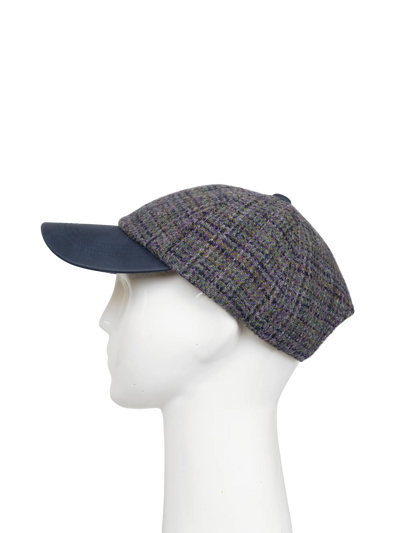 Harris Tweed Baseball Cap - Thistle (Navy Brim) (HH)