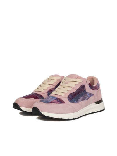 Harris Tweed Rosie Trainers - Pink/Blue Tartan