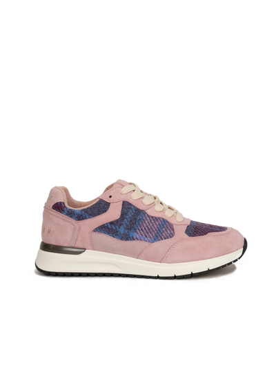 Harris Tweed Rosie Trainers - Pink/Blue Tartan