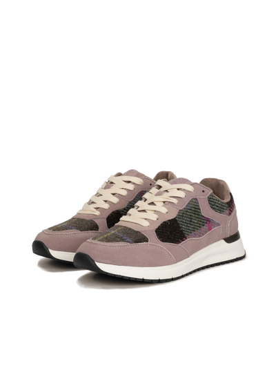Harris Tweed Rosie Trainers - Pink/Green Tartan