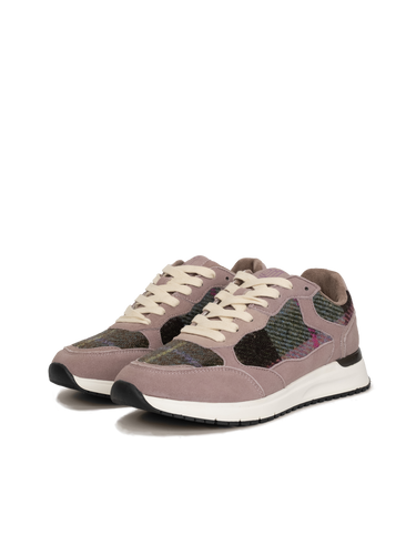 Harris Tweed Rosie Trainers - Pink/Green Tartan