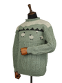 Unisex Aran Crew Neck Jumper Sheep Scene Sage