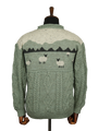 Unisex Aran Crew Neck Jumper Sheep Scene Sage