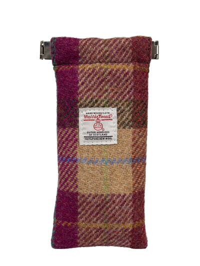 Harris Tweed Snap Spec Case - Burgundy Sand Tartan (GA)