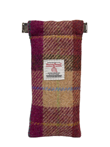 Harris Tweed Snap Spec Case - Burgundy Sand Tartan (GA)
