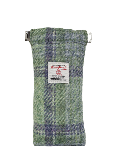 Harris Tweed Snap Spec Case - Green With Lilac Overcheck (GA)