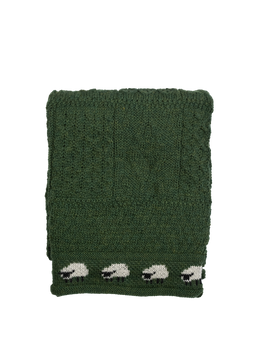 100% Pure Wool Knitted Throw - Sheep (Bottle Green)