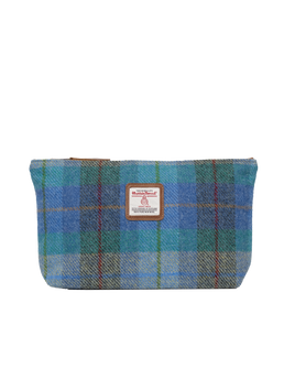 Harris Tweed Toiletries Bag - A085 (Tan Leather)