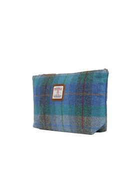 Harris Tweed Toiletries Bag - A085 (Tan Leather)