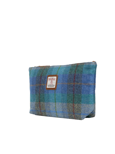 Harris Tweed Toiletries Bag - A085 (Tan Leather)