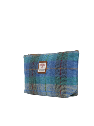 Harris Tweed Toiletries Bag - A0163 (Tan Leather)