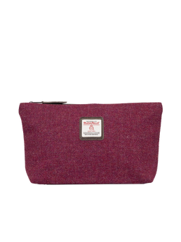 Harris Tweed Toiletries Bag - 322 (Brown Leather)