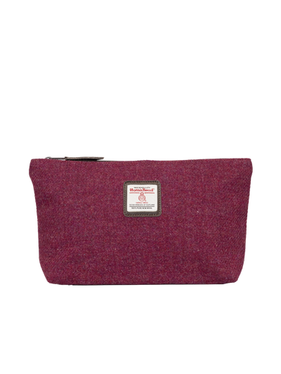 Harris Tweed Toiletries Bag - 322 (Brown Leather)