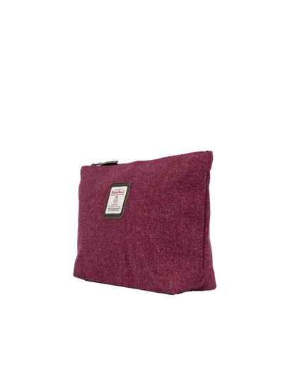 Harris Tweed Toiletries Bag - 322 (Brown Leather)