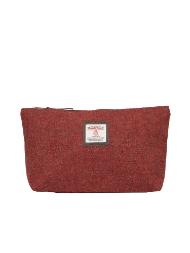 Harris Tweed Toiletries Bag - 335 (Brown Leather)