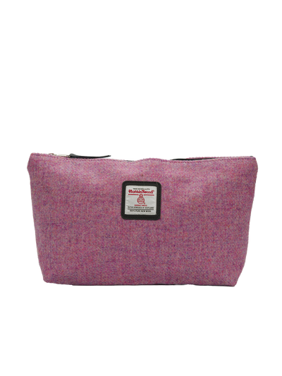Harris Tweed Toiletries Bag - 348 (Black Leather)