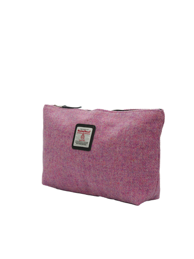 Harris Tweed Toiletries Bag - 348 (Black Leather)