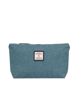 Harris Tweed Toiletries Bag - 350 (Black Leather)