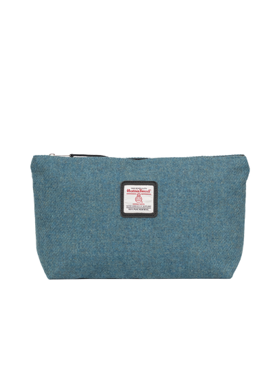 Harris Tweed Toiletries Bag - 350 (Black Leather)