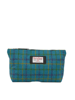 Harris Tweed Toiletries Bag - A0154 (Black Leather) (OL)