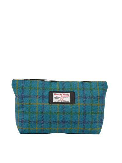Harris Tweed Toiletries Bag - A0154 (Black Leather) (OL)