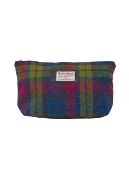 Harris Tweed Toiletries Bag - A0195 (Brown Leather) (OL)