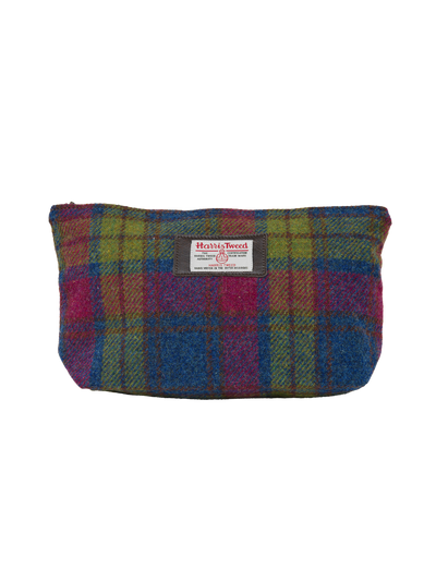 Harris Tweed Toiletries Bag - A0195 (Brown Leather) (OL)