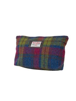 Harris Tweed Toiletries Bag - A0195 (Brown Leather) (OL)
