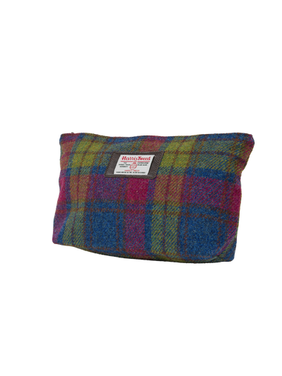 Harris Tweed Toiletries Bag - A0195 (Brown Leather) (OL)