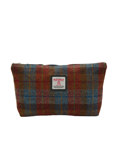 Harris Tweed Toiletries Bag - A0212 (Black Leather)