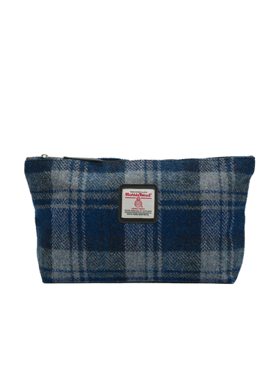 Harris Tweed Toiletries Bag - A0237 (Black Leather)