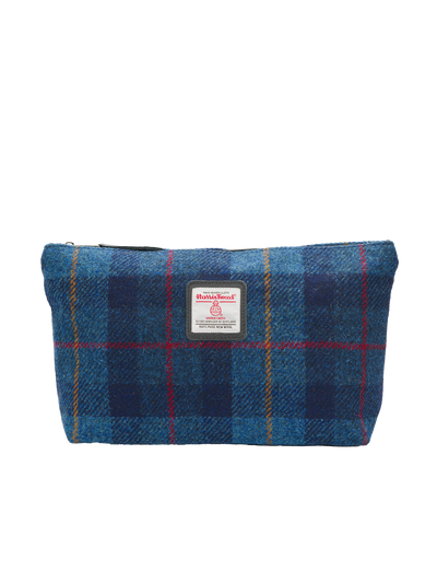 Harris Tweed Toiletries Bag - A075 (Black Leather)