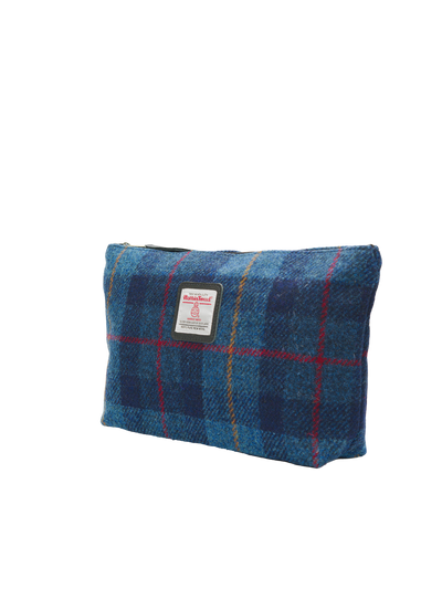Harris Tweed Toiletries Bag - A075 (Black Leather)