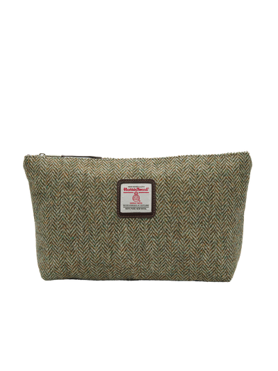 Harris Tweed Toiletries Bag - HB52 (Brown Leather)