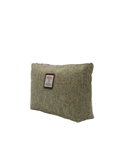 Harris Tweed Toiletries Bag - HB52 (Brown Leather)