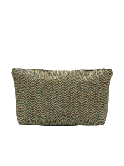 Harris Tweed Toiletries Bag - HB52 (Brown Leather)