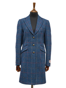 Harris Tweed Tori Coat Blue Check
