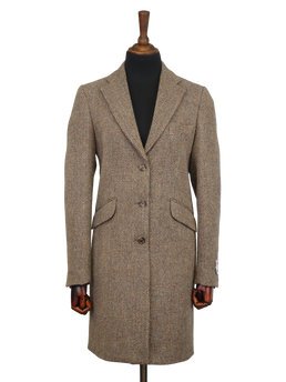 Harris Tweed Tori Coat - Brown/Beige Herringbone