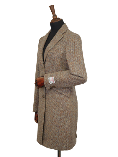 Harris Tweed Tori Coat - Brown/Beige Herringbone