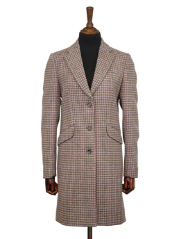 Harris Tweed Tori Coat - Pink/Grey Houndstooth