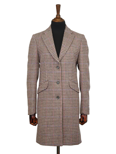 Harris Tweed Tori Coat - Pink/Grey Houndstooth