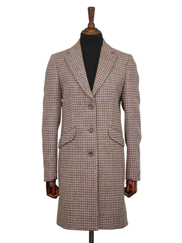 Harris Tweed Tori Coat - Pink/Grey Houndstooth